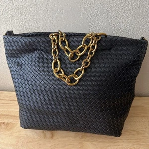 Bolso de Mano Sondra Roberts Cuadrado Negro Vegano Tejido Cuero CORREAS DE CADENA NUEVO SIN ETIQUETAS - Imagen 1 de 12