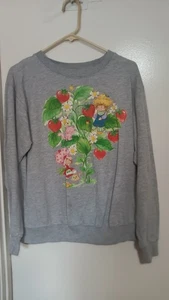 STRAWBERRY SHORTCAKE WOMANS PULLOVER GRAY SWEATSHIRT LONG SLEEVES SIZE M - Picture 1 of 4