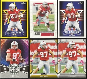 6 Card Football Lot Nick Bosa All Ohio State Buckeyes Rookie RC , Leaf & More - Picture 1 of 6