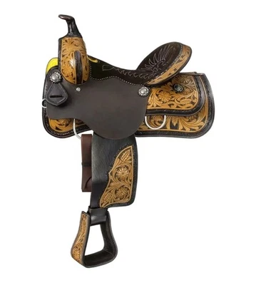 Sillín de cuero occidental para niños, sillín de cuero occidental juvenil de 8 a 12 pulgadas Foto 1 de 4
