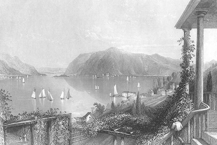 Veleros Hudson River Highlands NEWBURGH ~ 1838 impresión de arte paisajístico grabado Foto 1 de 1