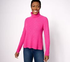 Isaac Mizrahi Live! Women's Top Sweater Sz S Cashmere Turtleneck Pink A619559