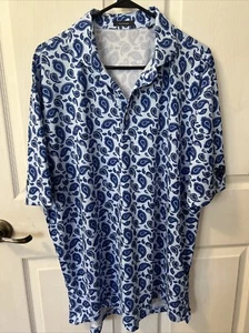 Camisa Polo Turtleson Para Hombre Talla XL Azul Cachemira Rendimiento Golf Manga Corta - Imagen 1 de 7