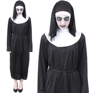 DAMEN NONNENKOSTÜM HALLOWEEN ERWACHSENE SCHICKKLEID HORROR BESCHWÖREN DÄMON OUTFIT - Bild 1 von 6