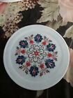 11" Marquetry Floral Dish Marble Plate Decorative Mosaic Inlay Malachite P6