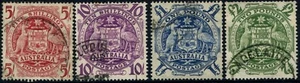 Juego de 4 estampillas de escudo de armas de Australia 1948-49 de buen valor usadas de buena a fina - Imagen 1 de 1