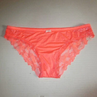 Victoria Secret Body por Victoria Shine Encaje Cheekini Panty S Naranja Coral Raro Foto 1 de 4