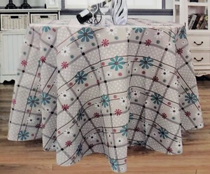 Peva Vinyl Kitchen Tablecloth, 60" Round (4-6 people) MULTICOLOR FLOWERS, RS - Picture 1 of 17