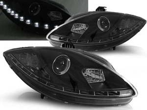 SEAT LEON / ALTEA 2009 2010 2011 2012 2013 LPSE26 HEADLIGHTS LED DRL BLACK - Picture 1 of 1