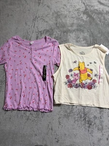Lot of 2 Girls Short Sleeve Shirts XXL 16 / 18 Pooh Pink Cherrys - Picture 1 of 3