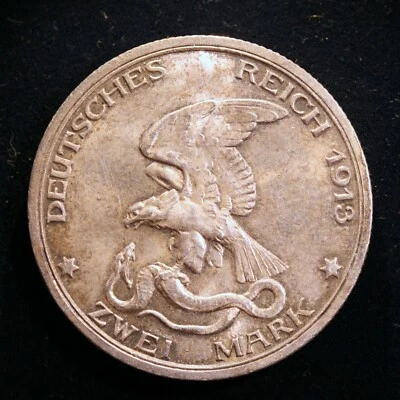 FOREIGN SILVER COIN- Prussia, 3 Mark, 1913A, KM-534, NICE UNCIRCULATED CONDITION - Image 1 of 2