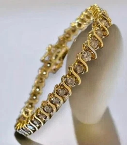 7.00 Ct Round Cut Lab-Created Diamond Tennis Bracelet 14K Yellow Gold Plated - Picture 1 of 4