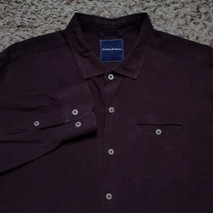Tommy Bahama Dark Maroon Purple Men Sz XL Hidden Oxford Long Sleeve Button Up - Picture 1 of 10