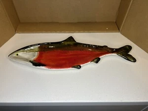 Christina Boyd Custer WA STIR CRAZY MAMA Kunst 17" Fisch Lachs Platte 2006 signiert - Bild 1 von 10
