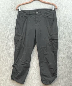 Eddie Bauer Pants Womens 2 Gray Crop Cargo Travex Ruched Outdoor Hiking Nylon - Picture 1 of 14