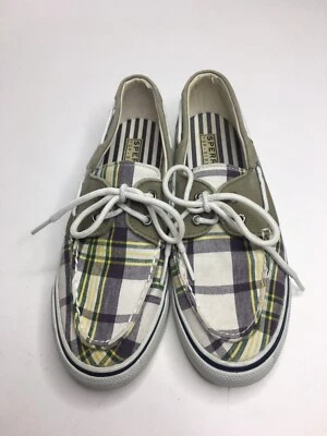 Women’s Sperry Top-Sider Purple/Yellow Plaid Canvas Boat Shoes •Size 6M *EUC - Image 1 of 4