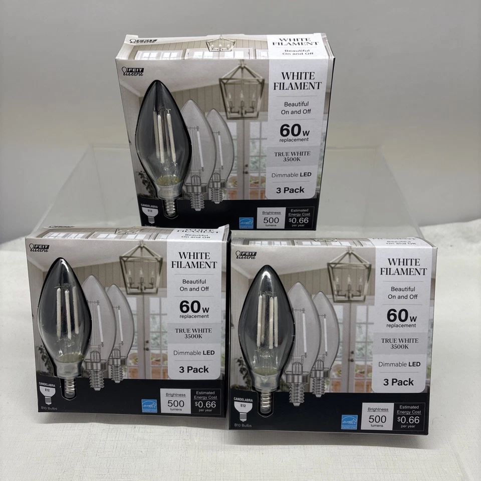 9 X Feit Electric B10 E12 LED Light Bulb CTC60935CAWFHD3 (B18 - Image 1 of 4