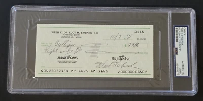 Coach WEEB EWBANK Signed Personal Check-HOF-NEW YORK JETS-PSA - Image 1 of 4