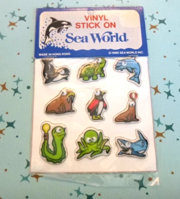 NOS Vtg 1980 Sea World Puffy Stickers Sea Life Fish Aquatic Animals Googly Eyes - Image 1 of 4