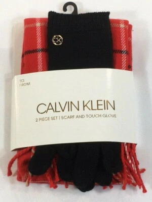Juego de bufanda y guantes táctiles Calvin Klein para mujer - Red Rouge A0KZ4569 Foto 1 de 2