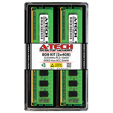 A-Tech 8GB 2 X 4GB PC3-10600 Desktop DDR3 1333 Mhz 240-Pin DIMM de memoria RAM 8G 4G