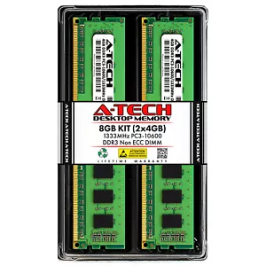 A-Tech 8GB 2 x 4GB PC3-10600 Desktop DDR3 1333 MHz 240-Pin DIMM Memory RAM 8G 4G - Picture 1 of 7