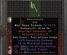 Diablo II Resurrected D2R [PC] DEATHSPADE Axe Blinds Target Softcore