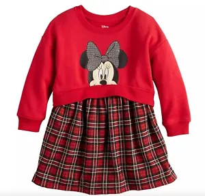 Disney's Minnie Mouse Girls 10 Graphic Sweatshirt Twofer Dress by Jumping Beans® - Picture 1 of 2