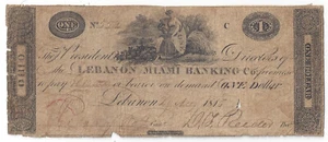 1815 Lebanon Miami Banking OH One Dollar $1 Note No. 554 G12 W1455-18 - 04604 - Picture 1 of 2