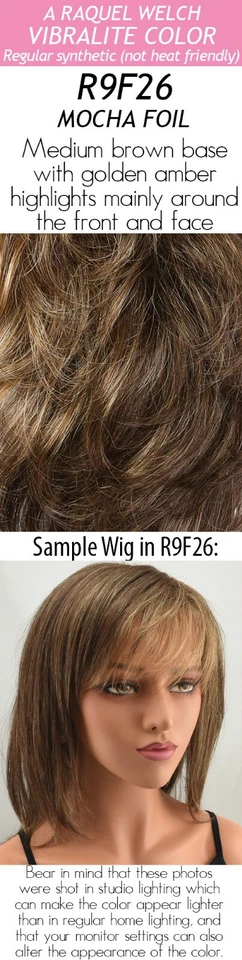 Raquel Welch Winner Elite Short Pixie Wig R9F26 Mocha Foil Hair Color Hairuwear