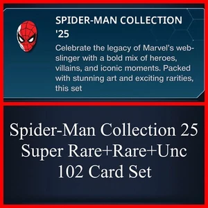 SPIDER-MAN COLLECTION 25 SR+RARE+UNC 104 CARD SET-TOPPS MARVEL COLLECT DIGITAL - Picture 1 of 1