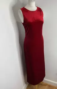 VTG 90s NEW LOOK velvet maxi dress 12 14 VGC Y2K party event red goth Christmas - Picture 1 of 9
