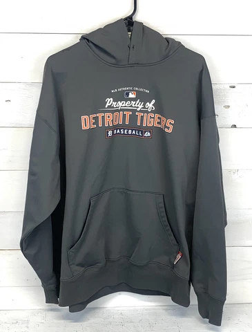 Majestic Detroit Tigers Hoodie Therma Base Collectors Mens XL Grey Baseball Cover