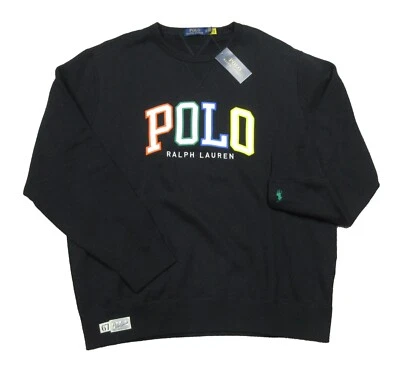 Polo Ralph Lauren Men's Black Multicolor Logo Graphic Fleece Pullover Sweatshirt - Image 1 of 3