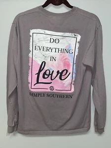 Simply Southern Womens Do Everything In Love Shirt Long Sleeve Gray - SIZE M - Picture 1 of 7