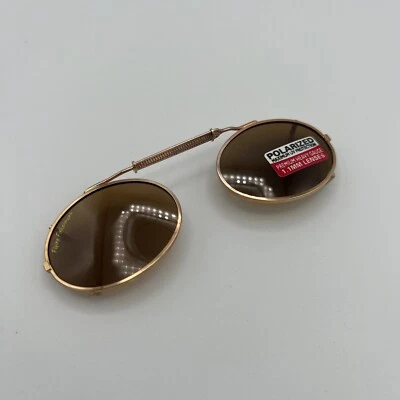 Flying Fisherman SpringLock Clip-On Polarized Sunglasses Gold Tone Frame Amber - Image 1 of 4