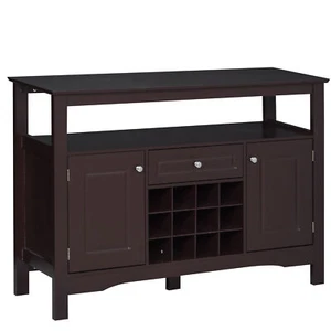 Kitchen Sideboard Buffet with Storage 12-Bottle Wine Rack Coffee Bar Cabinet - Picture 1 of 11