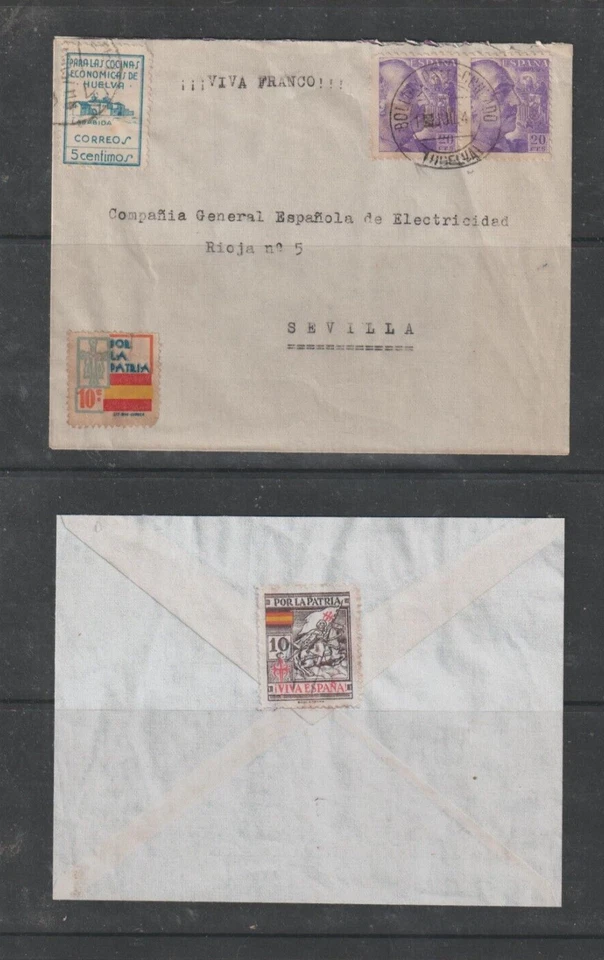 España Sobre Circulado Bollullos del Condado Sevilla año 1941 (GY-716) - Imagen 1 de 1