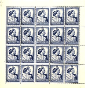 GB KGVI 1948 BODA DE PLATA £1/- SG494 HOJA COMPLETA DE VEINTE ALTO CV £800/- - Imagen 1 de 2