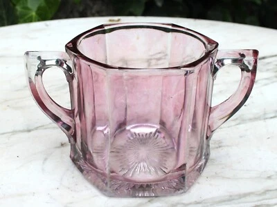 Vintage Bartlett Collins Plum Pink Flash Glassware Sugar Bowl - Image 1 of 4