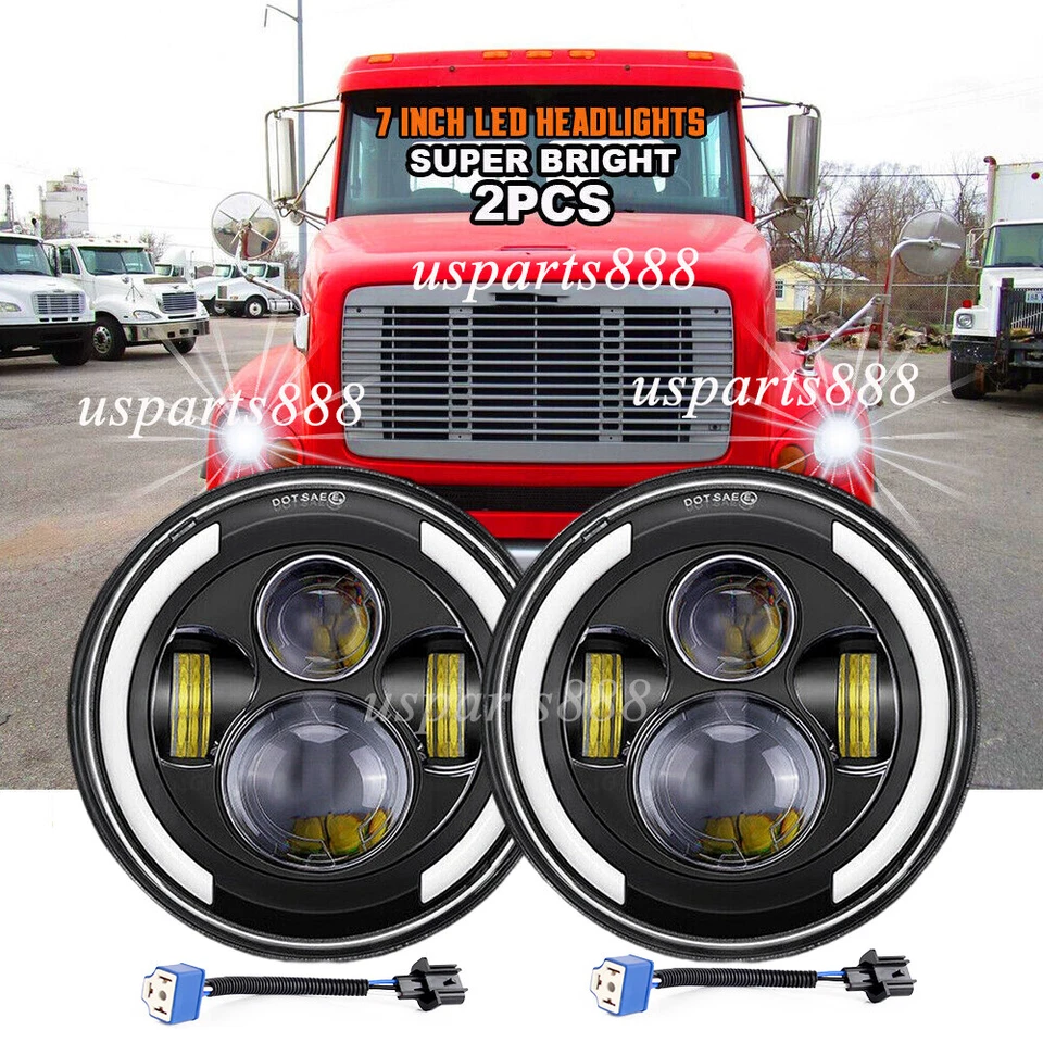 2x Faros LED Proyectores Redondos Fit Freightliner FL112 Camión 7" haz alto/bajo DRL Foto 1 de 4