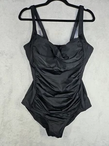 Swimsuits For All Black Ruched Slimming Built In Bra Powernet Plus Size 18 NWOT  - Picture 1 of 16