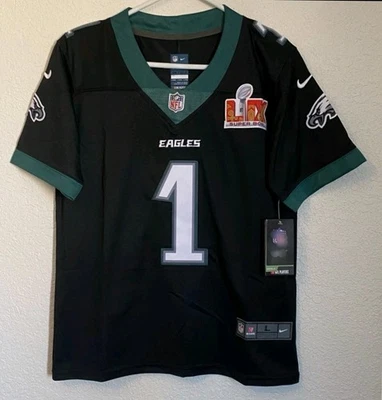 Jersey cosido Jalen Hurts #1 de los Youth Eagles (parche del Super Bowl) talla L (14/16) nuevo con etiquetas Foto 1 de 3