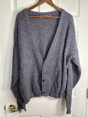 Suéter Vintage Le Tigre Para Hombre XL Cárdigan Púrpura Grueso Tejido EE. UU. Grandpa Core Foto 1 de 4