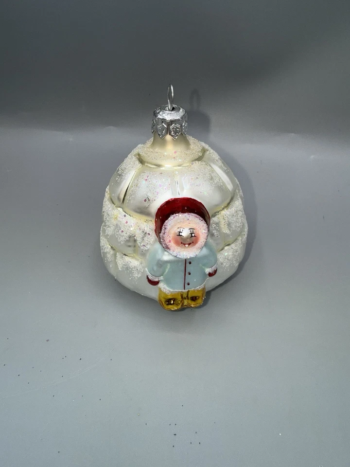 Christopher Radko Pequeño Iglú Esquimal Vidrio Soplado Adorno De Colección 1992 Foto 1 de 4