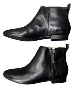 GAP Damengröße 10 schwarze Leder-Chelsea-Stiefeletten flache Booties echtes Schwarz - Bild 1 von 4