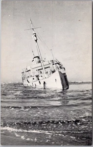 Vintage 1947 LONG BEACH, Washington Postcard "U.S Army Transport ARROW Aground" - Picture 1 of 2