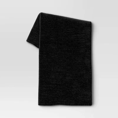 Threshold 50" x 60" Shiny Chenille Knit Throw Blanket - Black - Image 1 of 4