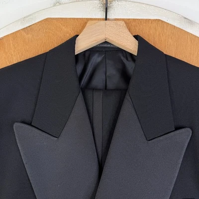 De Colección Pantalones Esmoquin Doble Pecho Para Hombres 40R Negro 100% Lana Lona 32x31 Plisados Foto 1 de 4