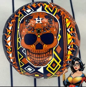 Houston Astros Dia De Las Muertos Sugar Skull 2020 Souvenir Baseball Ball - Picture 1 of 8